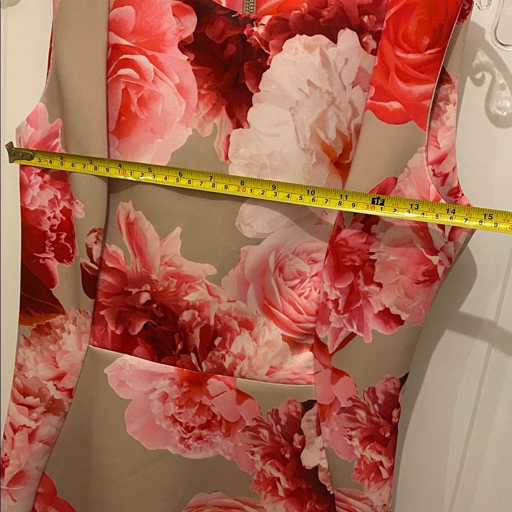 Calvin Klein Sleeveless Midi Dress in Pink and Red Floral - Picture 6 of 7